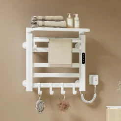 Sèche-Serviettes Électrique|EMKE Chauffe-serviettes Électrique 50x50cm, Thermostat Intelligent WiFi, Radiateur de Salle de Bain Électrique, Blanc
