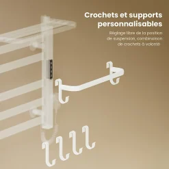 Sèche-Serviettes Électrique|EMKE Chauffe-serviettes Électrique 50x50cm, Thermostat Intelligent WiFi, Radiateur de Salle de Bain Électrique, Blanc