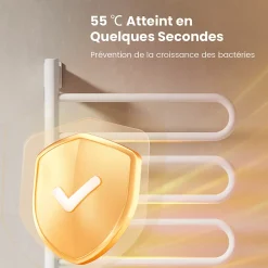 Sèche-Serviettes Électrique|EMKE Chauffe-serviettes Électrique 78x43cm, Thermostat Intelligent WiFi, Radiateur Électrique pour Salle de Bain, Blanc