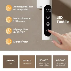 Sèche-Serviettes Électrique|EMKE Chauffe-serviettes Électrique 78x43cm, Thermostat Intelligent WiFi, Radiateur Électrique pour Salle de Bain, Blanc