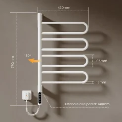 Sèche-Serviettes Électrique|EMKE Chauffe-serviettes Électrique 78x43cm, Thermostat Intelligent WiFi, Radiateur Électrique pour Salle de Bain, Blanc