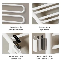 Sèche-Serviettes Électrique|EMKE Chauffe-serviettes Électrique 78x43cm, Thermostat Intelligent WiFi, Radiateur Électrique pour Salle de Bain, Blanc