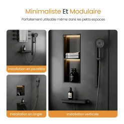 Colonne De Douche Thermostatique|EMKE Colonne de Douche avec douche theramostat à Grande douche de tête et douchette multimode, Cercle, anthracite