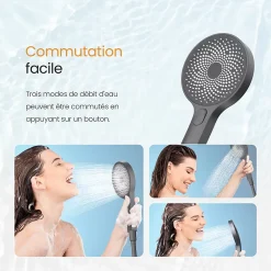Colonne De Douche Thermostatique|EMKE Colonne de Douche avec douche theramostat à Grande douche de tête et douchette multimode, Cercle, anthracite