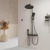 Colonne De Douche Thermostatique|EMKE Colonne de douche avec thermostat Télécommande Douche pluie étagère en verre avec des enfants porte douchette noir