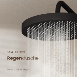 Colonne De Douche Thermostatique|EMKE Colonne de douche avec thermostat Télécommande Douche pluie étagère en verre avec des enfants porte douchette noir