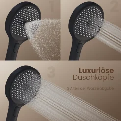 Colonne De Douche Thermostatique|EMKE Colonne de douche avec thermostat Télécommande Douche pluie étagère en verre avec des enfants porte douchette noir