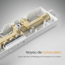 EMKE Colonne de Douche avec douche theramostat à Grande douche de tête et douchette multimode, Cercle, blanc