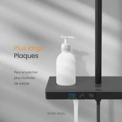 EMKE Colonne de Douche avec douche theramostat à Grande douche de tête et douchette multimode, Cercle, noir