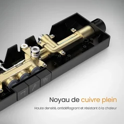 EMKE Colonne de Douche avec douche theramostat à Grande douche de tête et douchette multimode, Cercle, noir