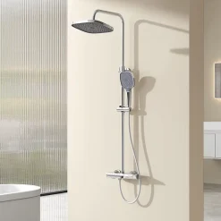 Colonne De Douche Thermostatique|EMKE Colonne de douche thermostatique Ensemble, Douchette multimode, Grande douche de tête, homologué KTW Galaxie Modèle, Chrome