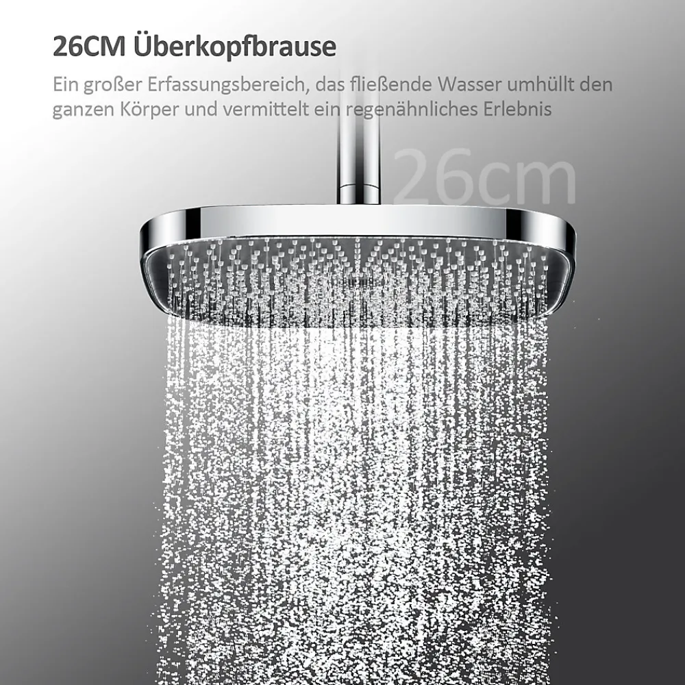 Colonne De Douche Thermostatique|EMKE Colonne de douche thermostatique Ensemble, Douchette multimode, Grande douche de tête, homologué KTW Galaxie Modèle, Chrome