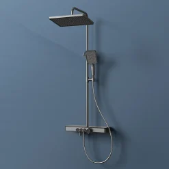 Colonne De Douche Thermostatique|EMKE Colonne de douche Thermostat,étagères en verre, 3 types de jets, douche à effet pluie, anthracite