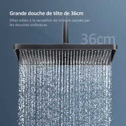 Colonne De Douche Thermostatique|EMKE Colonne de douche Thermostat,étagères en verre, 3 types de jets, douche à effet pluie, anthracite