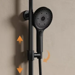 EMKE Colonne de douche Thermostat Noir - Effet pluie 26 cm, Douchette 3 jets, Régulation innovante du débit, Système de douche