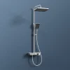 Colonne De Douche Thermostatique|EMKE Colonne de douche thermostat, douchette à 3 puissances de jet, jet cascade, set de douche avec étagère en verre, Chrome