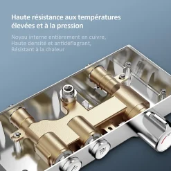 Colonne De Douche Thermostatique|EMKE Colonne de douche thermostat, douchette à 3 puissances de jet, jet cascade, set de douche avec étagère en verre, Chrome