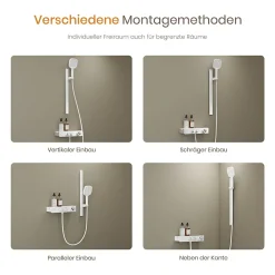 Colonne De Douche Thermostatique|EMKE Colonne de Douche Thermostatique, Débit d'Eau Ajustable, Douchette 3 Fonctions, Kit de Douche, Blanc