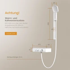 Colonne De Douche Thermostatique|EMKE Colonne de Douche Thermostatique, Débit d'Eau Ajustable, Douchette 3 Fonctions, Kit de Douche, Blanc