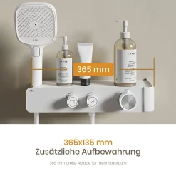 Colonne De Douche Thermostatique|EMKE Colonne de Douche Thermostatique, Débit d'Eau Ajustable, Douchette 3 Fonctions, Kit de Douche, Blanc