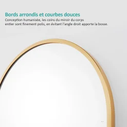 EMKE Grand miroir intégral avec cadre en aluminium doré, 160 x 60 cm, sur pied ou mural