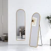 Miroir Simple|EMKE Grand miroir intégral avec cadre en aluminium doré, 140 x 40 cm, sur pied ou mural