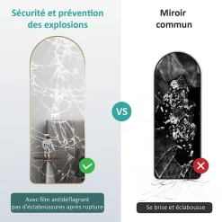 Miroir Simple|EMKE Grand miroir intégral avec cadre en aluminium doré, 140 x 40 cm, sur pied ou mural