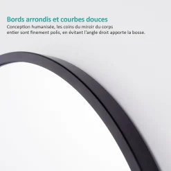 EMKE Grand miroir intégral avec cadre en aluminium noir, 160 x 60 cm, sur pied ou mural