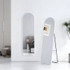 EMKE Grand miroir intégral avec cadre en aluminium blanc, 140 x 40 cm, sur pied ou mural
