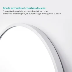 EMKE Grand miroir intégral avec cadre en aluminium blanc, 140 x 40 cm, sur pied ou mural