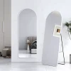 EMKE Grand miroir intégral avec cadre en aluminium blanc, 160 x 60 cm, sur pied ou mural