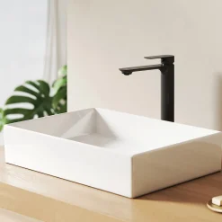 Vasque À Poser|EMKE Lavabo en Céramique Blanc 510x370x110 mm, Vasque Carrée, Posable