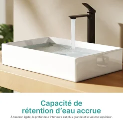 Vasque À Poser|EMKE Lavabo en Céramique Blanc 510x370x110 mm, Vasque Carrée, Posable