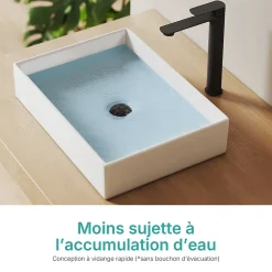 Vasque À Poser|EMKE Lavabo en Céramique Blanc 510x370x110 mm, Vasque Carrée, Posable