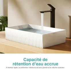 EMKE Lavabo en Céramique Blanche 45x32x11 cm, Vasque à Poser Rectangulaire