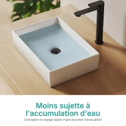 EMKE Lavabo en Céramique Blanche 45x32x11 cm, Vasque à Poser Rectangulaire