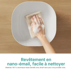 EMKE Lavabo en Céramique Blanche 415x415x145 mm, Vasque à Poser Carrée sans Trou de Robinet