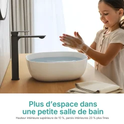 EMKE Lavabo en Céramique Blanche 415x415x145 mm, Vasque à Poser Carrée sans Trou de Robinet