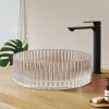 EMKE Lavabo en Verre Trempé Rond à Poser 400x400x120 mm, Vasque Salle de Bain, Irisé