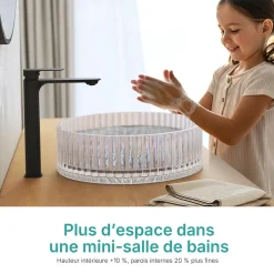 EMKE Lavabo en Verre Trempé Rond à Poser 400x400x120 mm, Vasque Salle de Bain, Irisé
