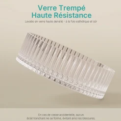 EMKE Lavabo en Verre Trempé Rond à Poser 400x400x120 mm, Vasque Salle de Bain, Irisé