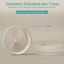 EMKE Lavabo en Verre Trempé Rond à Poser 400x400x120 mm, Vasque Salle de Bain, Irisé