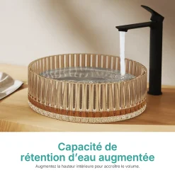 EMKE Lavabo en Verre Trempé Rond à Poser 400x400x120 mm, Vasque Salle de Bain, Rose Gold