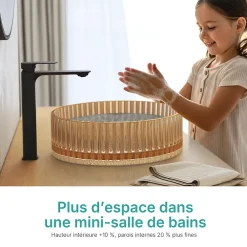 EMKE Lavabo en Verre Trempé Rond à Poser 400x400x120 mm, Vasque Salle de Bain, Rose Gold