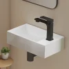 EMKE Lavabo Mural en Céramique 38x22x10cm, Blanc Brillant, Vasque Murale Carrée avec Trou pour Robinet