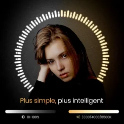 Miroir Lumineux|EMKE Miroir led salle de bain 80 cm, avec 3 Couleurs de lumière réglables+Anti-buée, Économie d'énergie miroir led