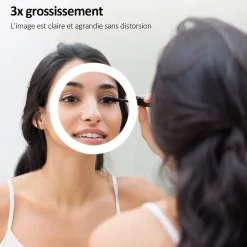 Miroir Lumineux|EMKE Miroir lumineux salle de bain 100x60cm,Miroir LED avec Interrupteur Tactile,3x Grossissement,éclairage Lumière Blanche Froide