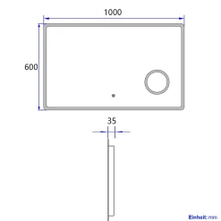 Miroir Lumineux|EMKE Miroir lumineux salle de bain 100x60cm,Miroir LED avec Interrupteur Tactile,3x Grossissement,éclairage Lumière Blanche Froide