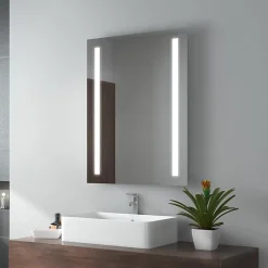 EMKE Miroir lumineux salle de bain 60x80cm, Miroir LED salle de bain, Miroir avec l'éclairage, Lumière blanche froide