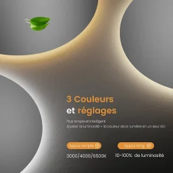 Miroir Lumineux|EMKE Miroir lumineux salle de bain rond 80cm, rétro-éclairage, Interrupteur Tactile, Anti-buée, LED Lumière Froide/Neutre/Chaude